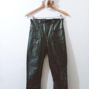 ↠ Spanx Dark Forest Jade Green High Rise Patent Faux Leather Legging Pants